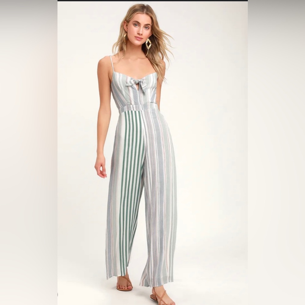 Lulus Striped Knotted Front Jumpsuit